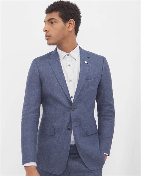 blue linen suit jacket.